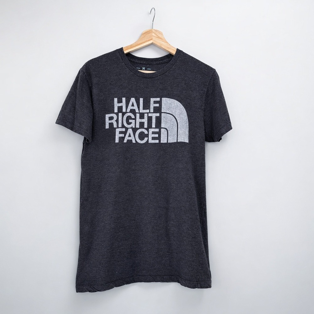 Inkfidel Half Right Face Military Humor Tee – North Face Parody Graphic Shirt‎ M